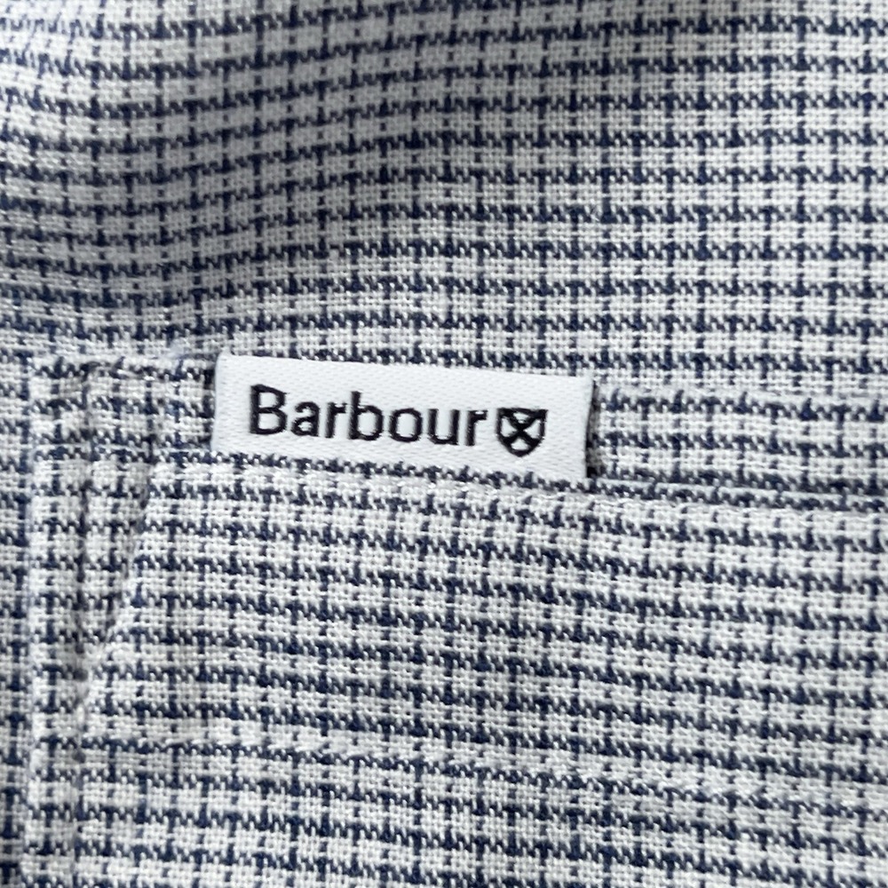 Barbour Linen Lyocell Blend Tailord Fit Shirt Mens Sz M Check Long Sleeve - Picture 9 of 15